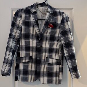 Classic Kids' Navy and White Plaid Blazer. Size 10-12 big boys. Great condition.